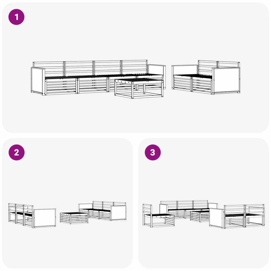 Set di divani da esterno 7 pcs Naturale 3383042
