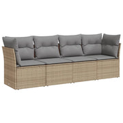 Set Divano da Giardino 4 pz | Set Salotto da Giardino con Cuscini Beige in Polyrattan