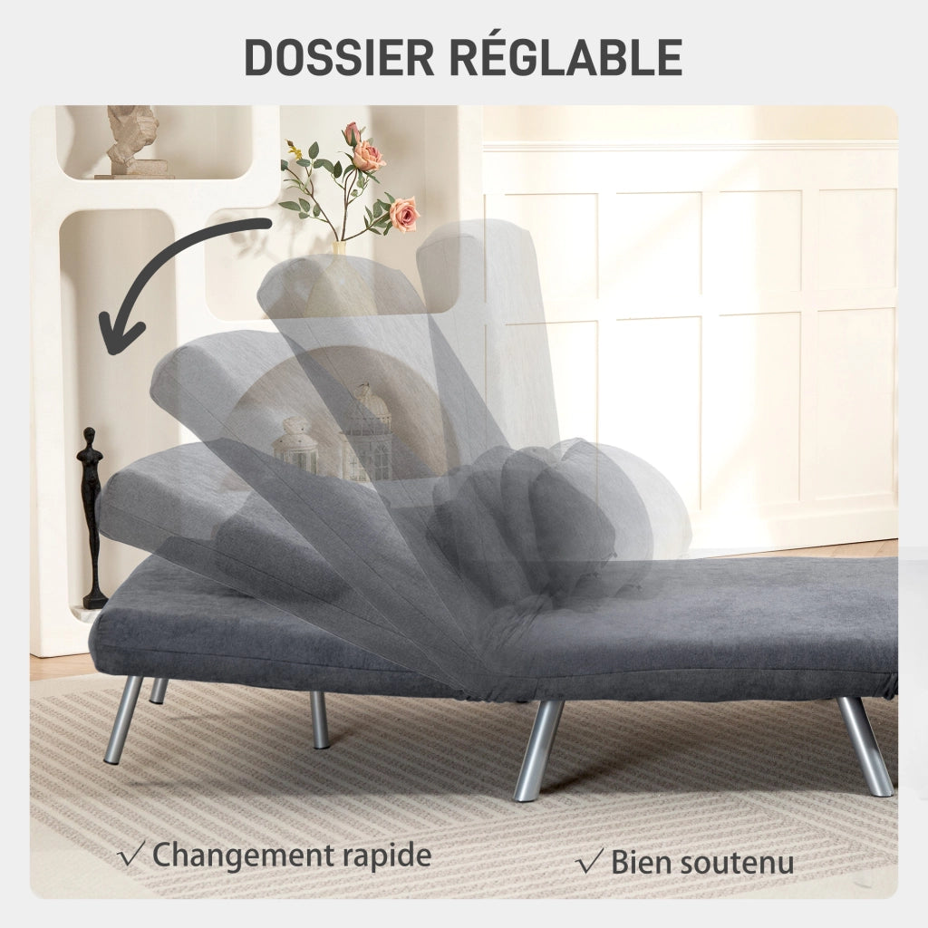 Poltrona letto clic-clac 1 posto con schienale regolabile e cuscino ¨C Xylo ¨C Grigio scuro