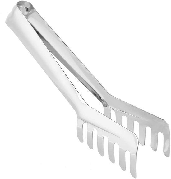 Spaghettatang in Acciaio Inossidabile - Pastatang - Resistente al Calore - Manico Ergonomico - Sostenibile - Design Unico - Noce di Spaghettatang