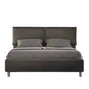 Letto matrimoniale con rete imbottito 160x200 microfibra grigio Mados