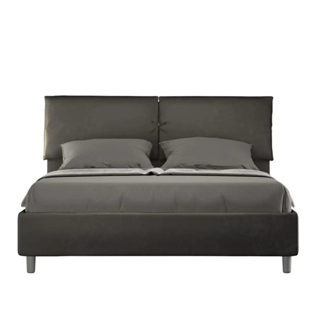 Letto matrimoniale con rete imbottito 160x200 microfibra grigio Mados