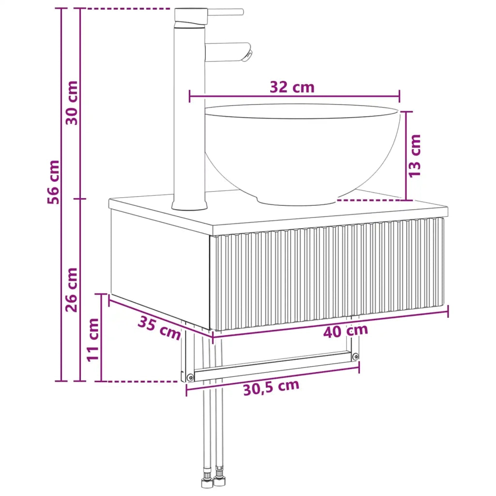 Lavabo da Parete Rovere Sonoma 40 x 35 x 39 cm 890170
