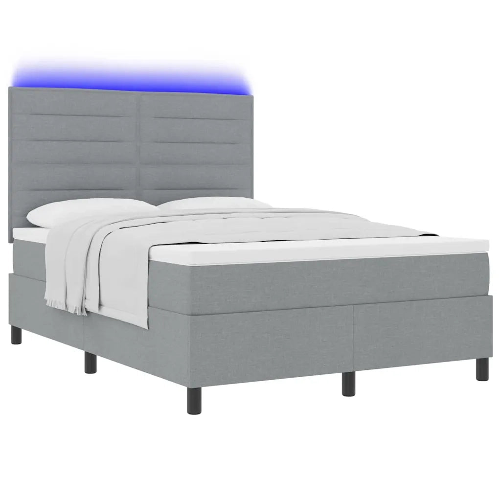 Letto a molle con materasso Grigio chiaro 140 x 200 cm Tessuto