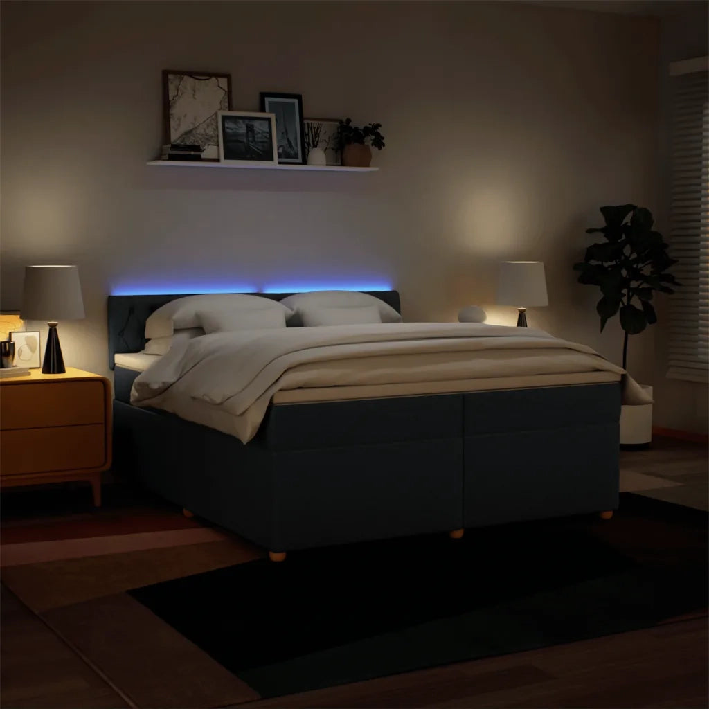 Giroletto a Molle con Materasso Blu 200x200 cm in Tessuto 3289100