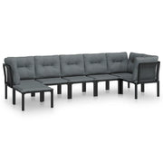 Set Salotto da Giardino 7 pz | Set di Mobili da Esterno Nero e Grigio in Polyrattan