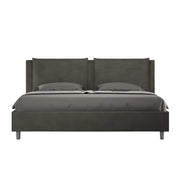 BS COM Letto matrimoniale king size senza rete imbottito 190x210 microfibra grigio