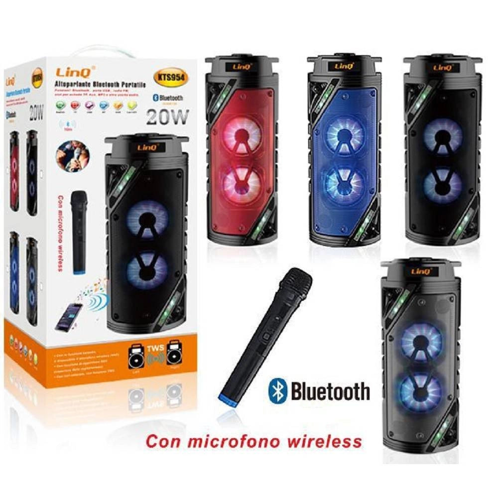 Trade Shop - Altoparlante Speaker Cassa Bluetooth Kts954 20w Microfono Wireless Usb Portatile -