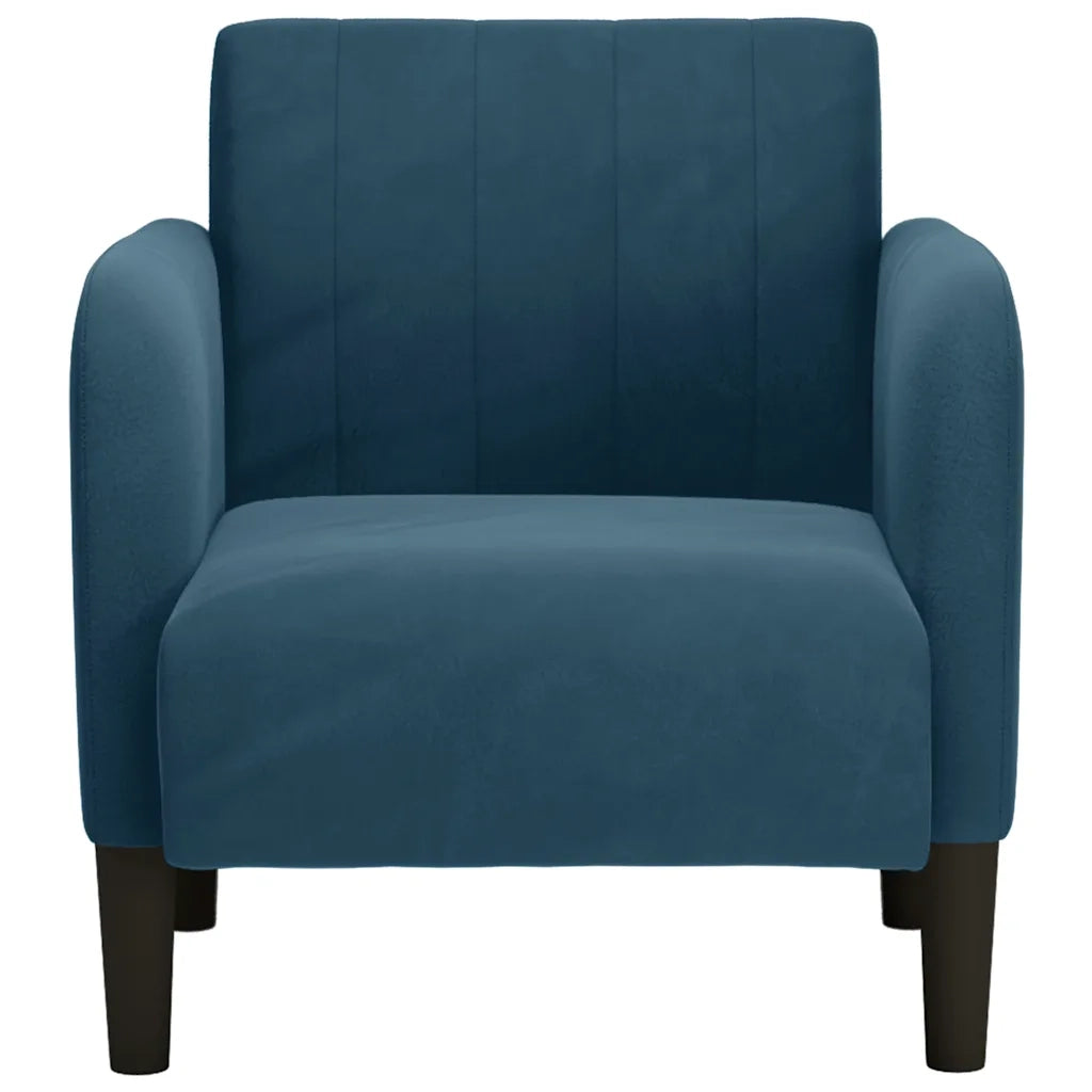 Divano Poltrona | Sedia con Braccioli Blu 54 cm in Velluto