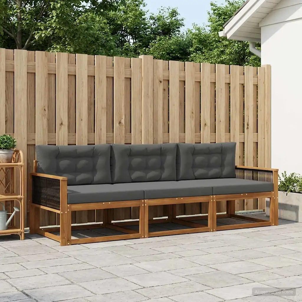Set di divani da esterno con cuscino 3 pcs Naturale e Antracite 3382305