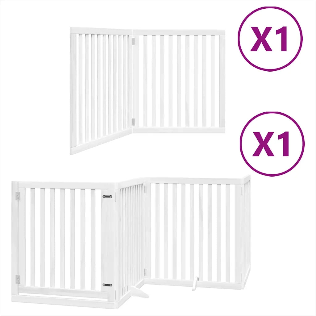 Cancello Cani Porta Pieghevole Bianco 6 Pannelli 480 cm Pioppo CFW3280516