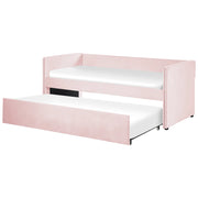 Letto estraibile 90 x 200 cm Velluto rosa Singolo doghe in legno Daybed Glamour Borchie decorative