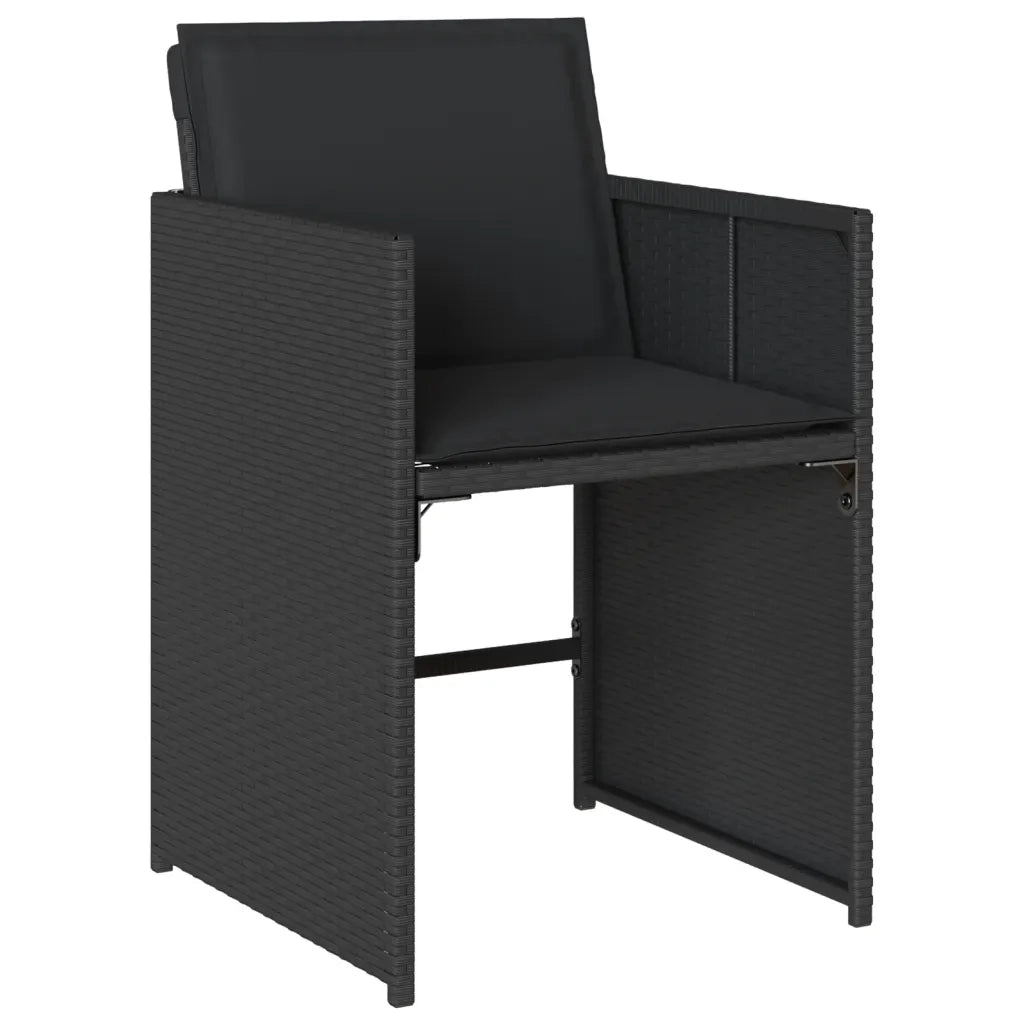 Set da Pranzo da Giardino 13pz con Cuscini Nero in Polyrattan 3277890