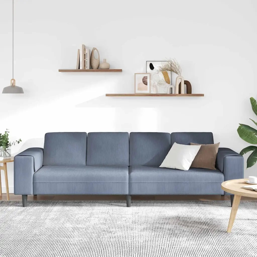Divano con cuscino-Sofa-Divanetto Blu 250 x 77 x 76 cm Tessuto in Cords