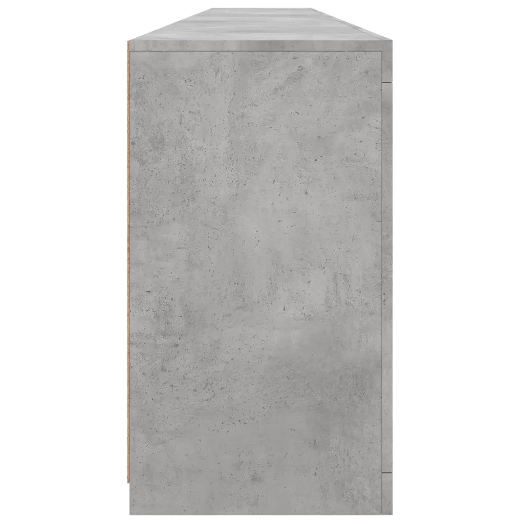 Credenza con Luci LED-Buffet-Armadio da cucina Grigio Cemento 283x37x67 cm
