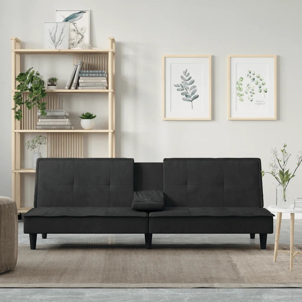 Divano letto | Sof¨¤ letto | Letto singolo con Portabicchieri in Velluto Nero