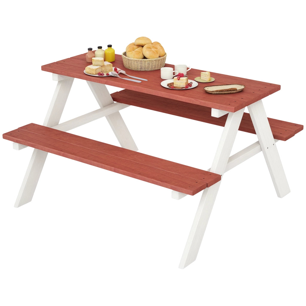 Tavolo da pranzo con panche per bambini ¨C zephmum ¨C Legno, Marrone, 89x79x50 cm