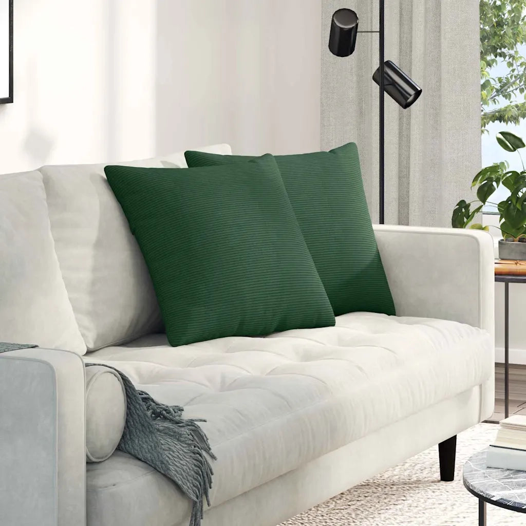 Cuscini da Divano 2 pcs Verde Scuro 50 x 50 cm Tessuto in Cords 42013994