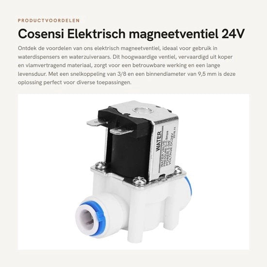 Vitale scelta - Ventile magnetici elettrici - 24V connessione rapida - Per dispenser acqua - Rame - Ventile magnetici N/C - Per trattamento acqua - 3/8 formato