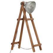 Lampada da Pavimento Argento E27 in Legno Massello di Mango 320587