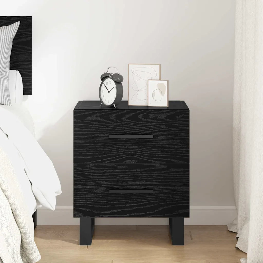 Comodino | Armadio da Notte | Mobiletto da notte con cassetto Rovere Nero 40 x 35 x 47,5 cm