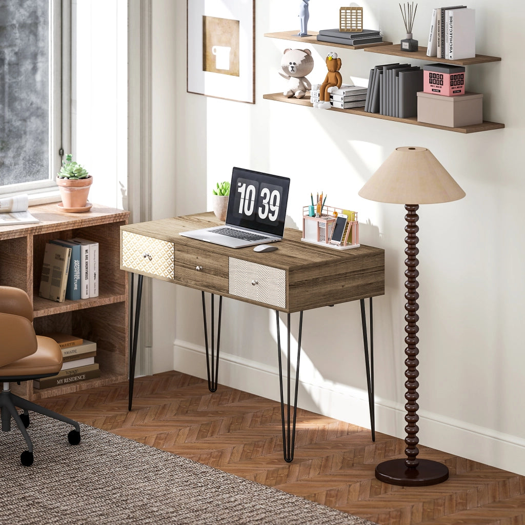 Scrivania con cassetti e gambe forcella ¨C Minimal ¨C 105x50x75 cm Legno