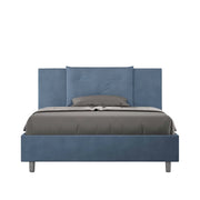 BS COM Letto queen size contenitore imbottito 150x200 microfibra blu