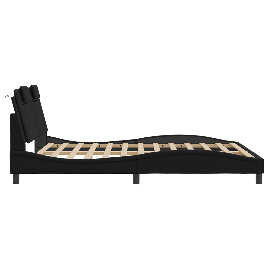 Letto matrimoniale | Letto per adulti | Giroletto Viana con LED senza Materasso Nero 160x200 cm