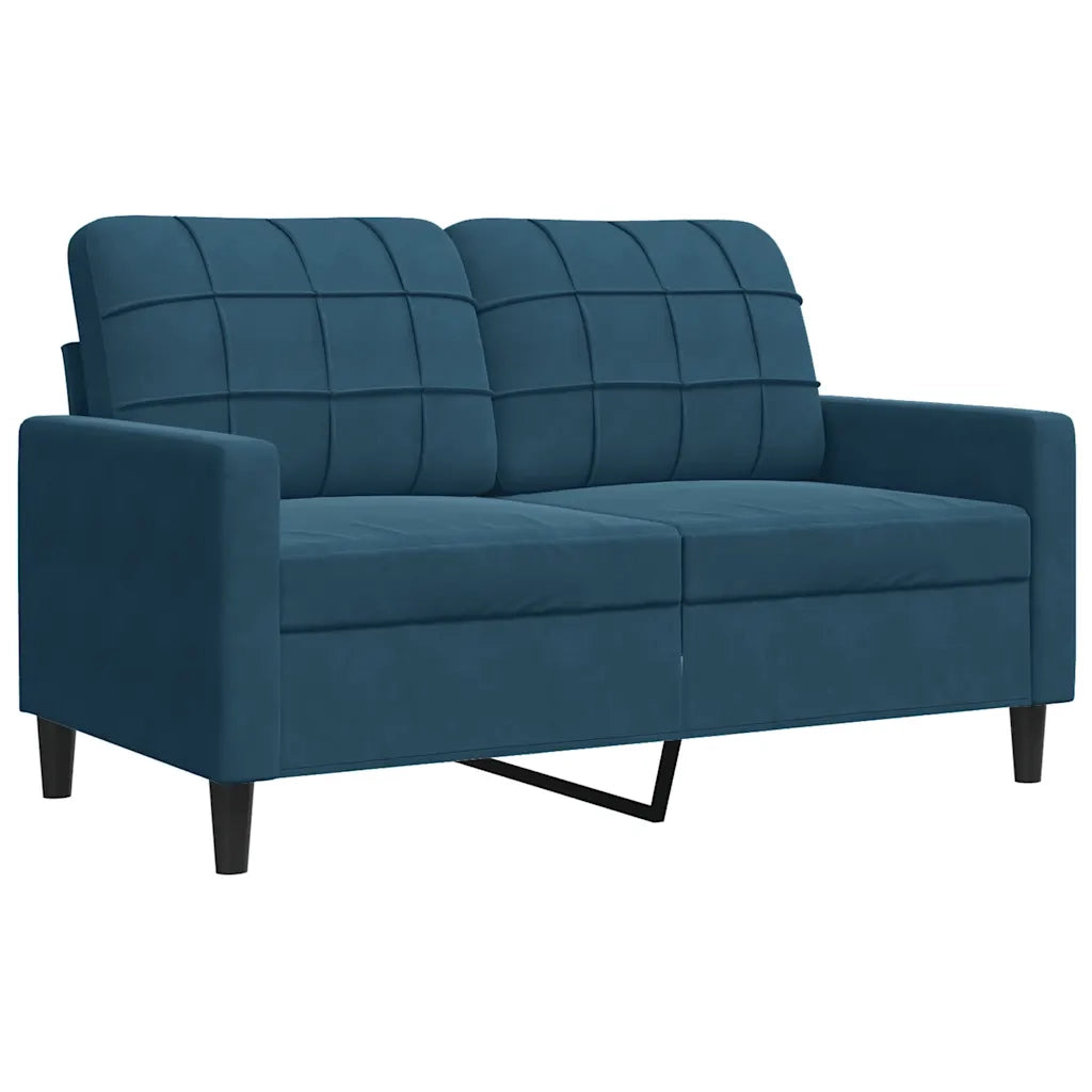 Set di Divani 4 pz con Cuscini e Rinforzi Blu in Velluto