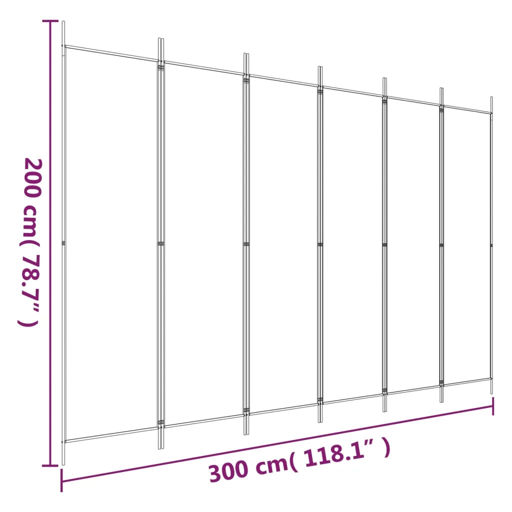 Divisorio Ambienti | Divider per stanze | Paravento a 6 Pannelli Marrone 300x200 cm in Tessuto