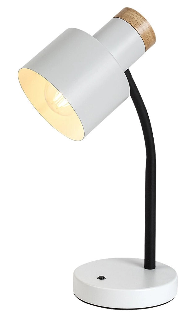 Lampada da scrivania Pastro 1xE27 nero bianco legno Rabalux
