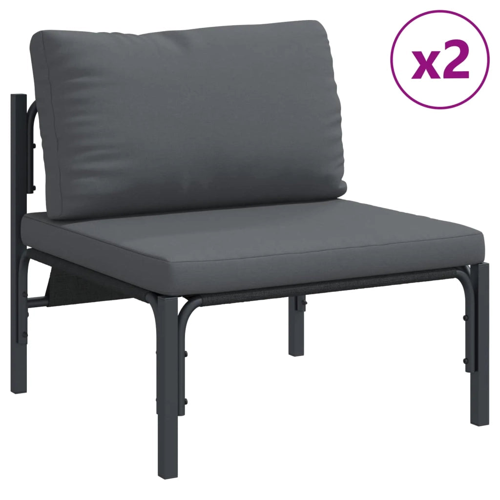 Set Divano da Giardino con cuscino 6 pcs Nero Acciaio 3378989