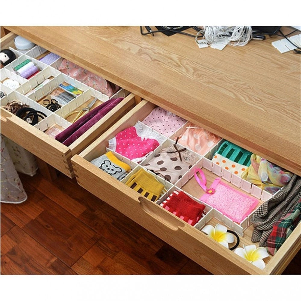 Set 2 Divisori Organizer 130x435mm Componibili per Cassetti in Plastica Verde