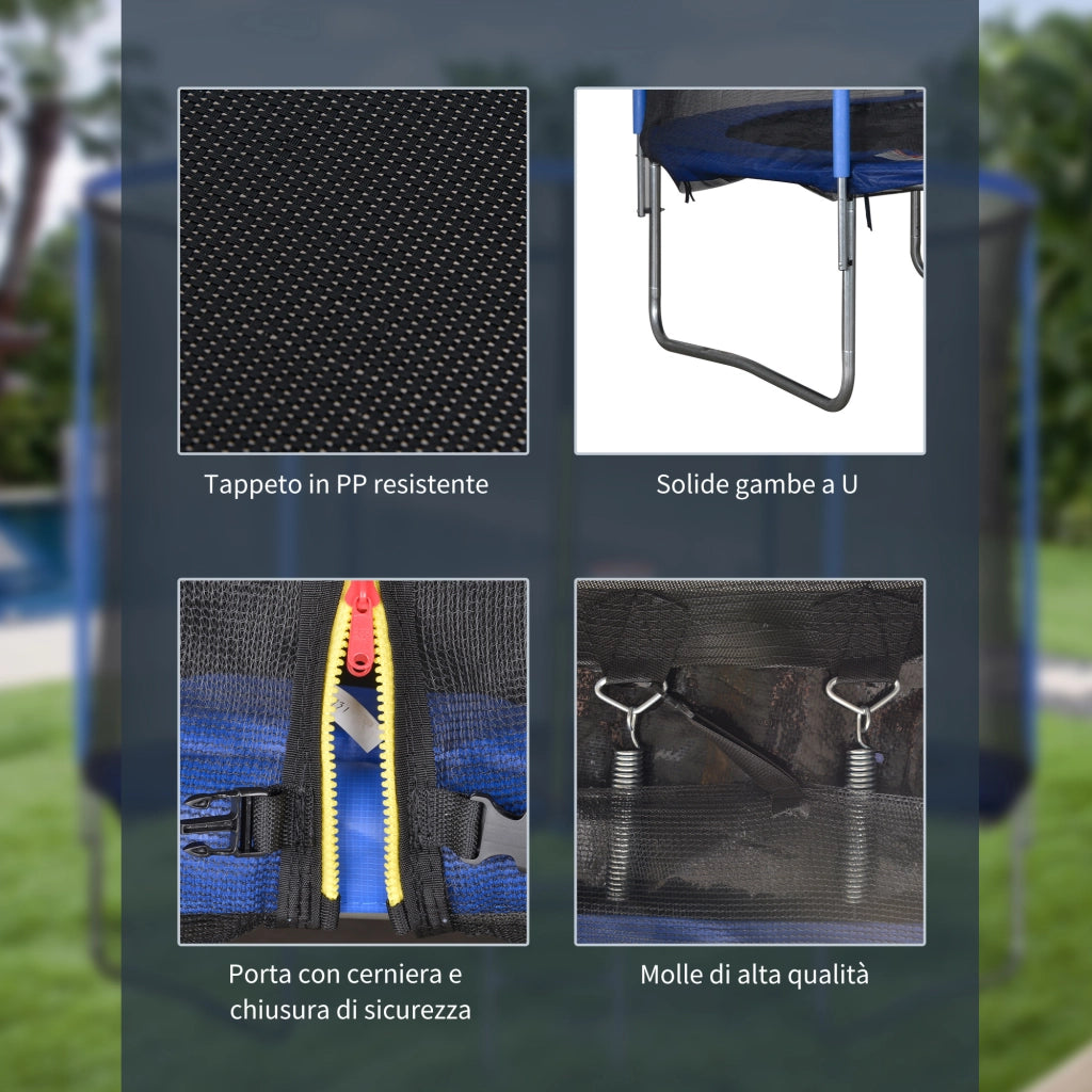 Trampolino da Giardino ¨C Minimal ¨C Blu e Nero, ?244x240cm