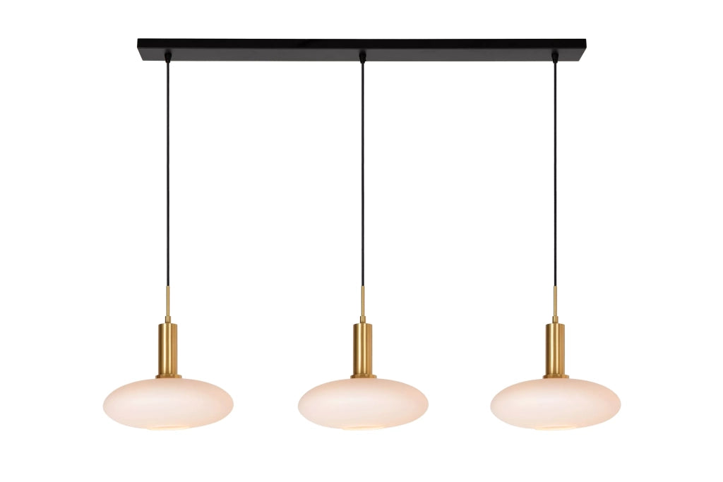 Lampada a sospensione Singala 3xE27 vetro bianco oro