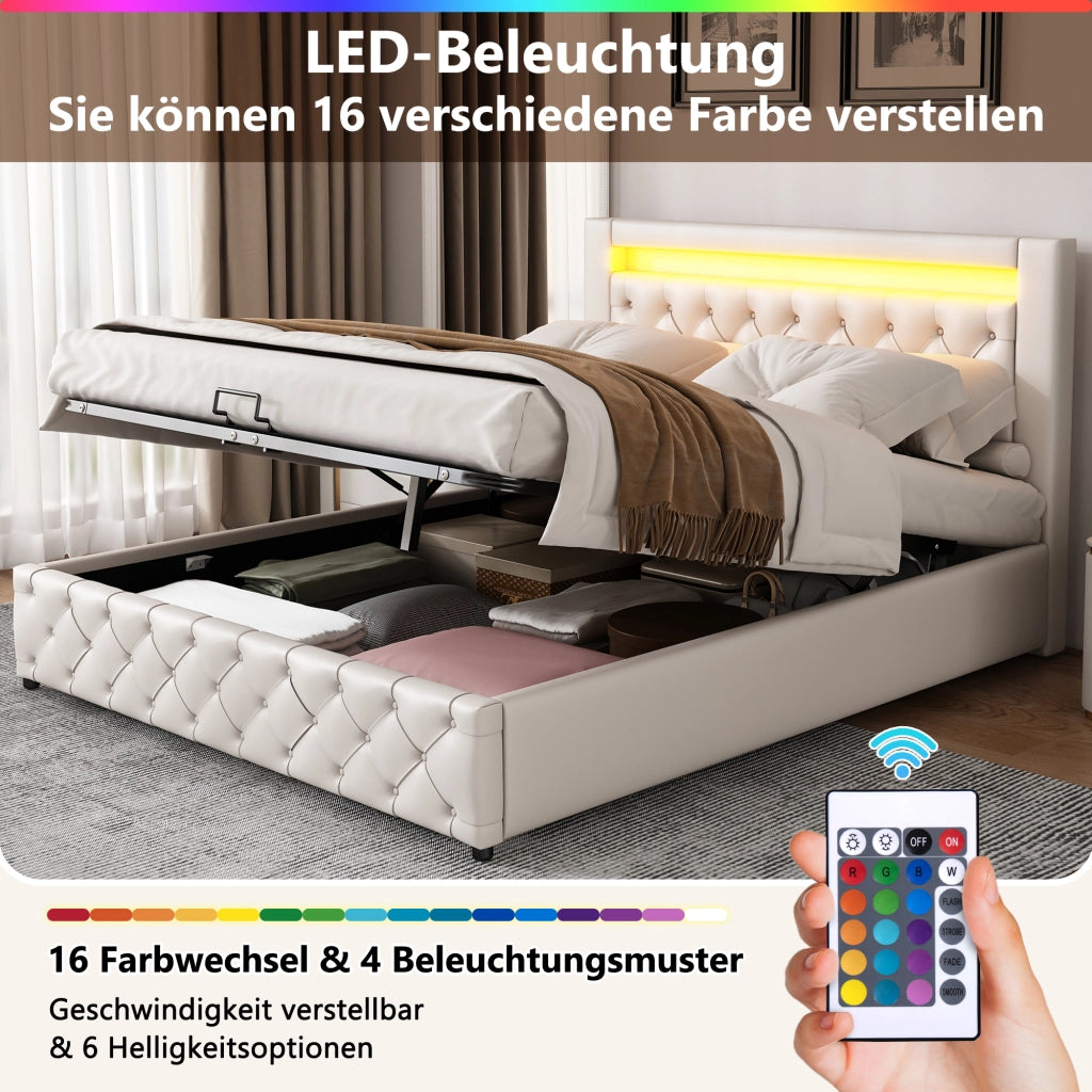 letto imbottito pu bianco 142 x 207 cm