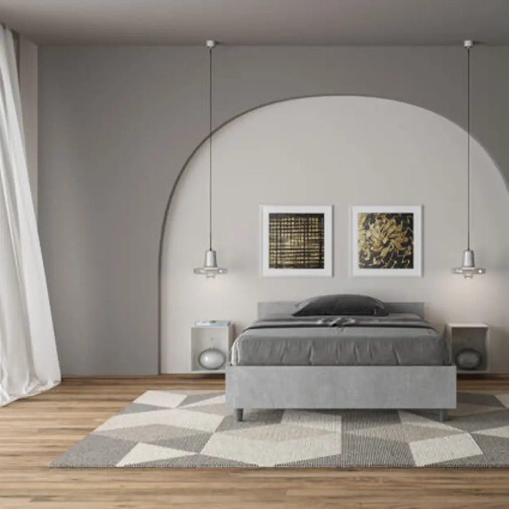 Letto una piazza e mezza contenitore 120x190 cemento Nuamo