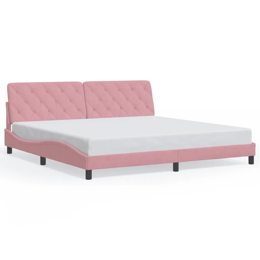 Giroletto con LED senza Materasso Rosa 200x200 cm in Velluto