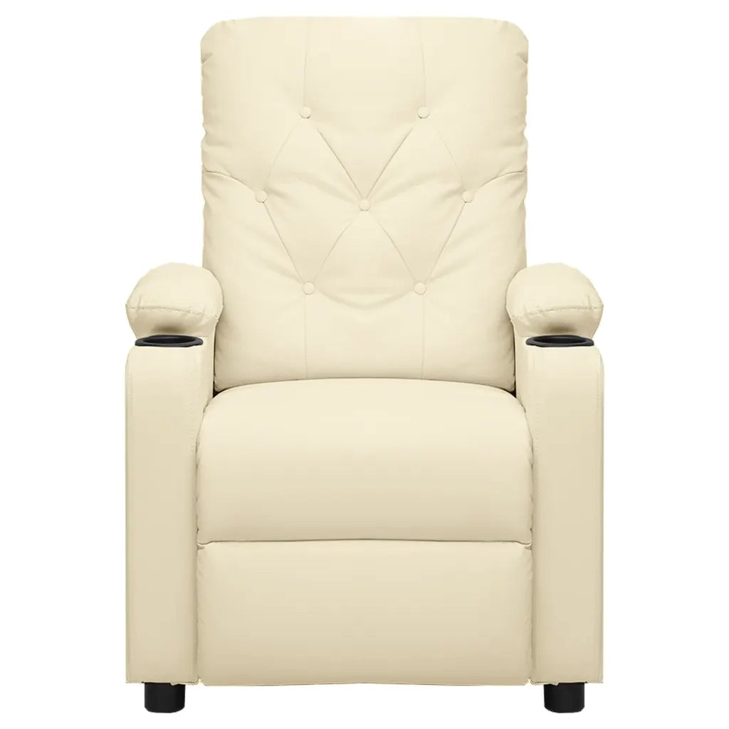 Poltrona | Sedia Relax Reclinabile Crema in Similpelle