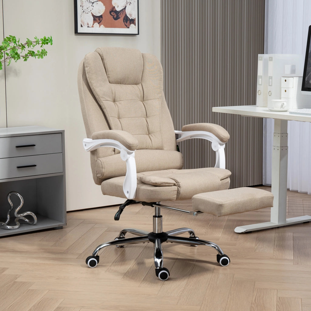 Poltrona da ufficio reclinabile con poggiapiedi e braccioli ¨C zephmum ¨C beige