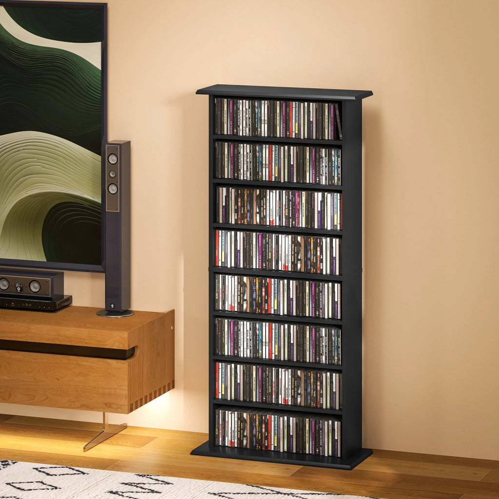 Libreria per CD DVD ¨C Xylo ¨C 8 scomparti 6 ripiani regolabili nero
