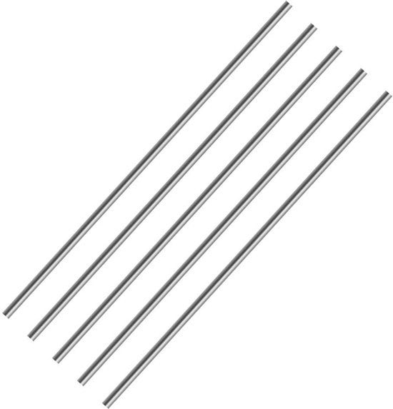 Barra di Acciaio Sferica - Manicotto per Tornio - Bucata Massiva - 1,5 mm x 200 mm - 304 Inox - Adatto per Torni - Argento - 5 pezzi