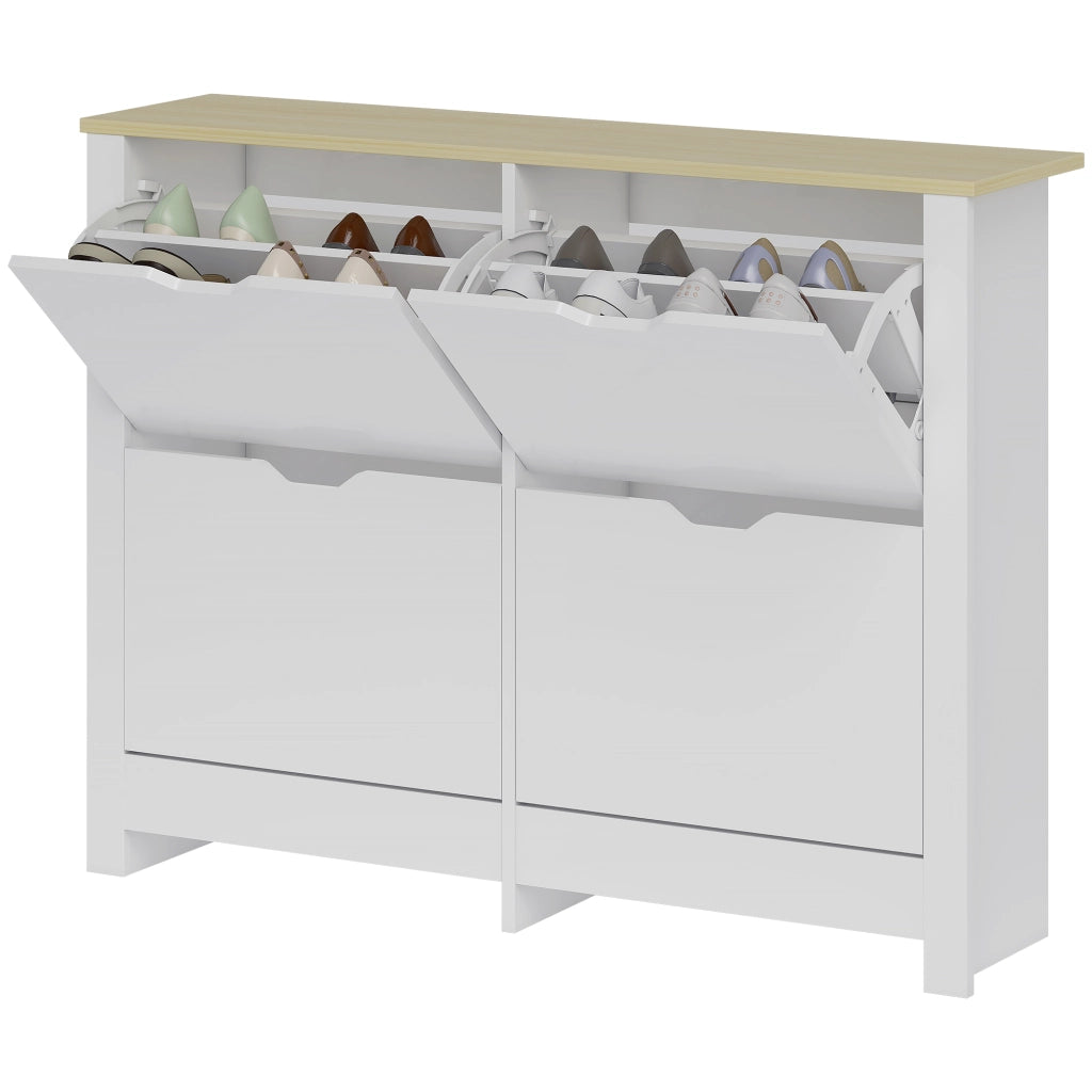 Scarpiera con cassetti e ripiani ¨C Minimal ¨C 105x26x80 cm bianco rovere