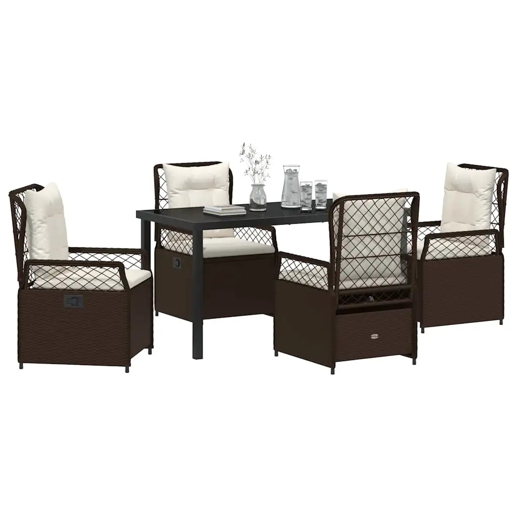 Set da Pranzo per Giardino 5 pcs Marrone polyrattan