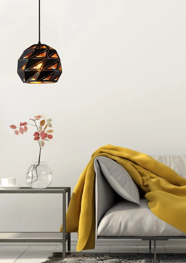 Lampada a sospensione Lucide Malunga nera Ø25 E27 metallo