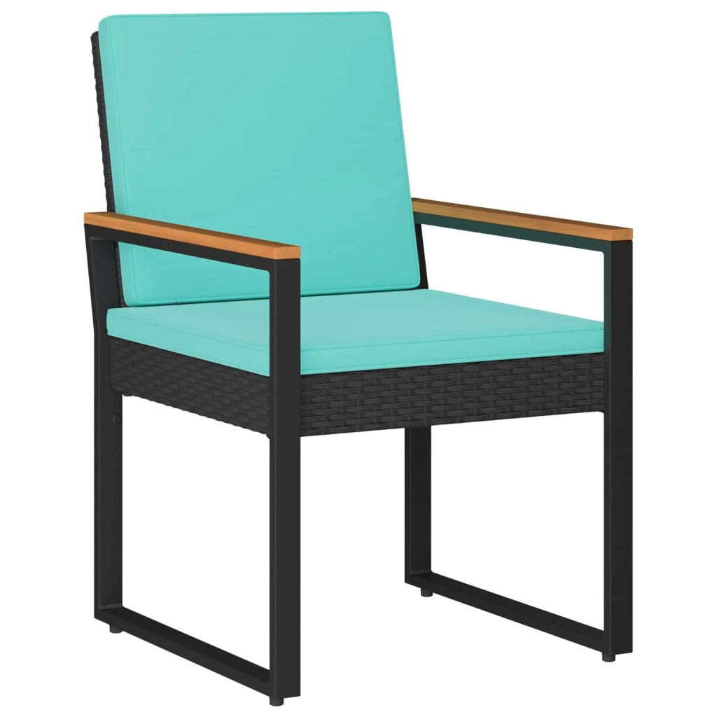 Set di Mobili da Esterno 4 pcs Nero e Turchese polyrattan 42025329