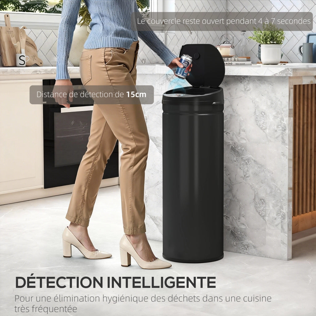 Pattumiera Automatica 50L ¨C Xylo ¨C Acciaio Inox Nero 30,5x30,5x85cm