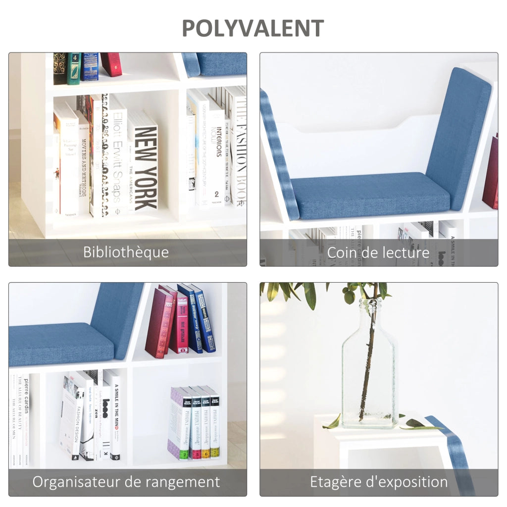 Libreria a cubi con panca ¨C zephmum ¨C blu, legno, 102x30x61 cm