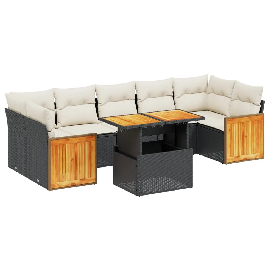 Set Divani da Giardino con Cuscini 8 pz Nero in Polyrattan 3273870