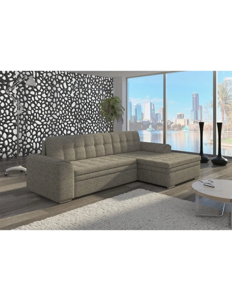 Divano ad angolo convertibile CONFORTO 4 posti grigio – angolo destro
